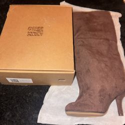 EROCALL Women's Nude Suede Knee High Boots