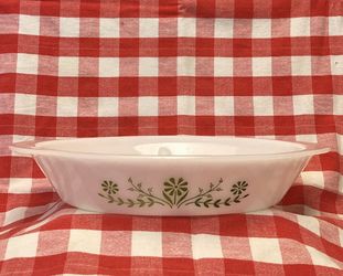 Vintage Glasbake Primrose Dream divided dish casserole green daisy pattern