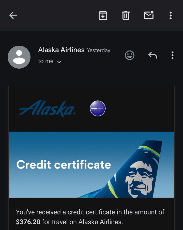 ALASKA AIRLINES CREDIT