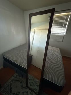 Full-Length Floor Mirror Dark Wood Frame