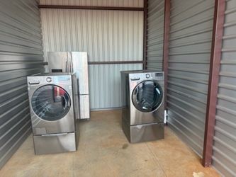LG Stainless Steel Washer and Dryer Set and Refrigerator