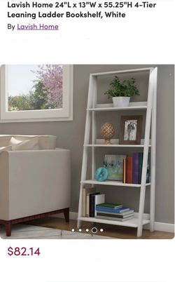 Lavish Home 4-Tier Leaning Ladder Bookshelf White