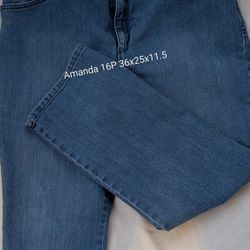 Womens Gloria Vanderbilt Amanda 16P Petite, Denim Blue Jean Cropped Pants 36x25x11.5 East Or West