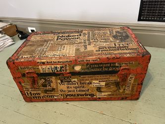 Foot Locker Wooden With Newspaper Art Collage