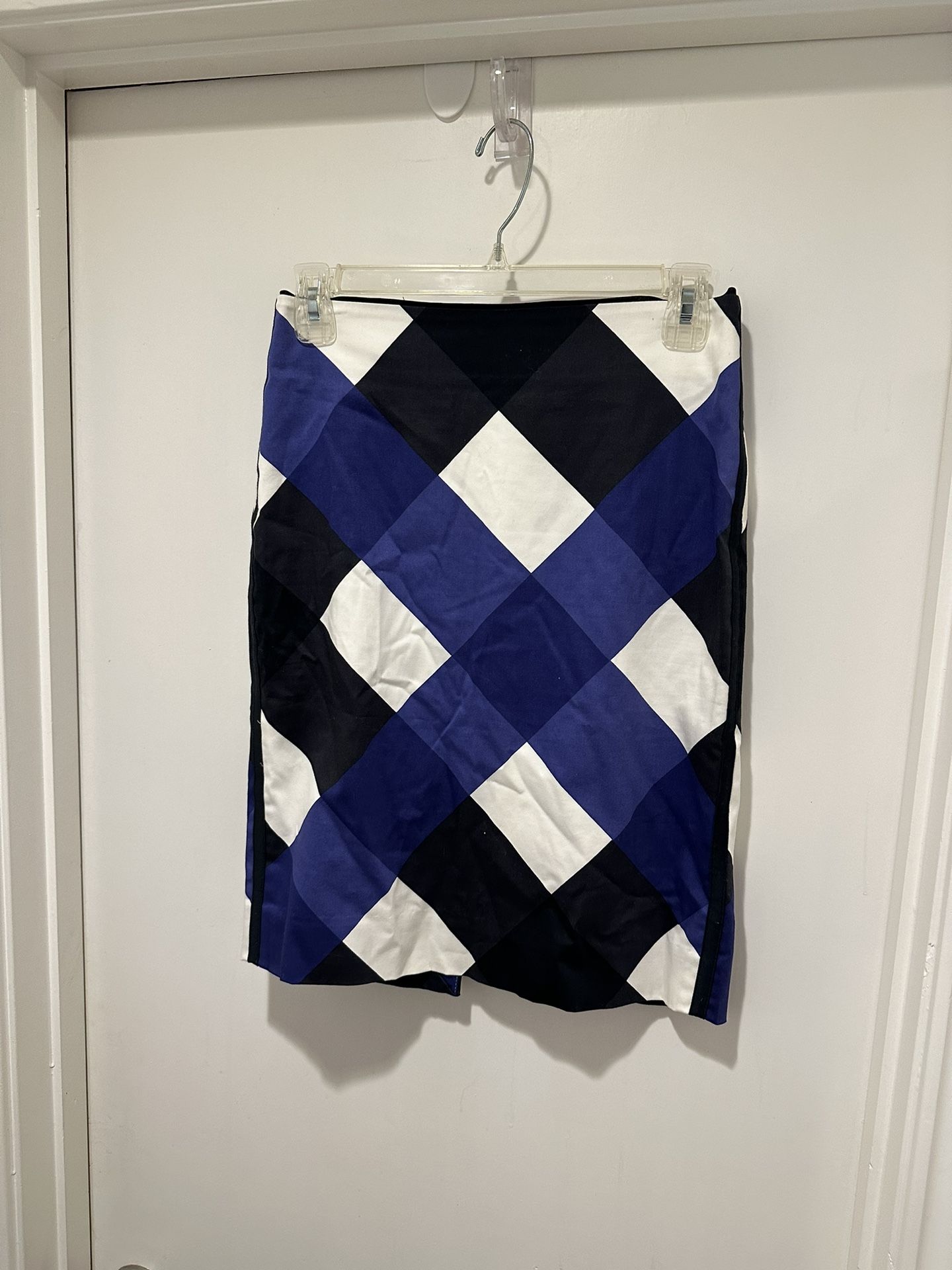 White House Black Market Blue Plaid Pencil Skirt