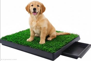 Dog Potty with Pull-Out Tray, Upgrade Puppy Training Grass Pad, 3-Tier Design for Easy Cleaning, Artificial Grass Balcony for Small Medium Dogs, Inclu