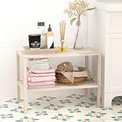 Solid Wood 2 Tier Storage Bench Entry Bench Shoes Rack Bench
