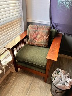 Mission Style Wood Armchair with Cushions