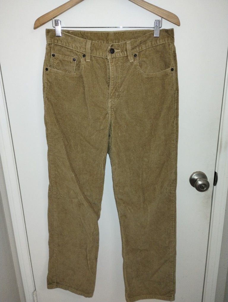 Levis Corduroy Pants Men's 30x30 Golden Brown Mid Rise Relaxed Straight Low Pro