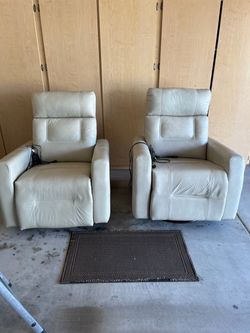 Gray leather power recliner