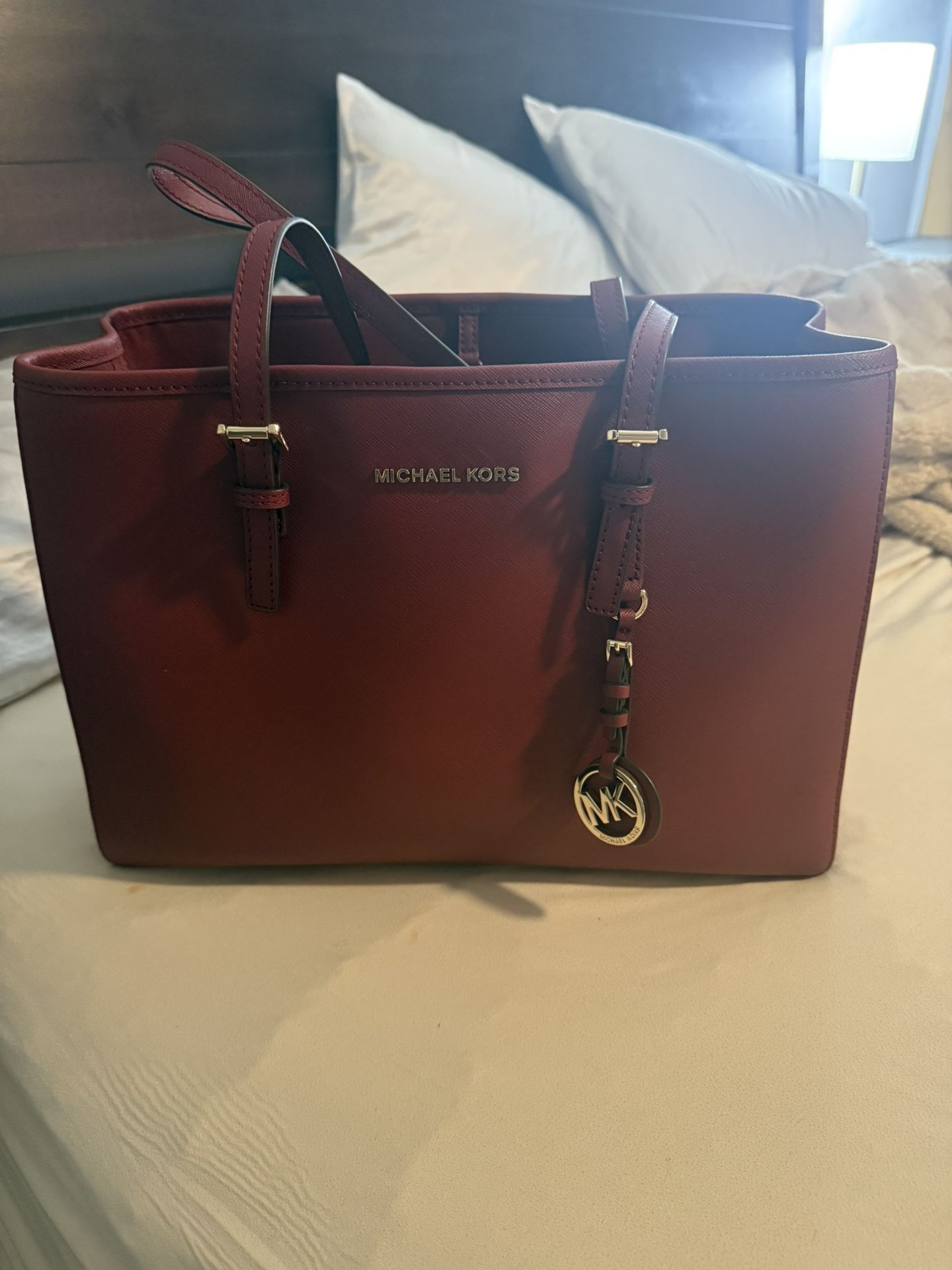 Wine Red Michael Kors Bag With Matching Wallet 