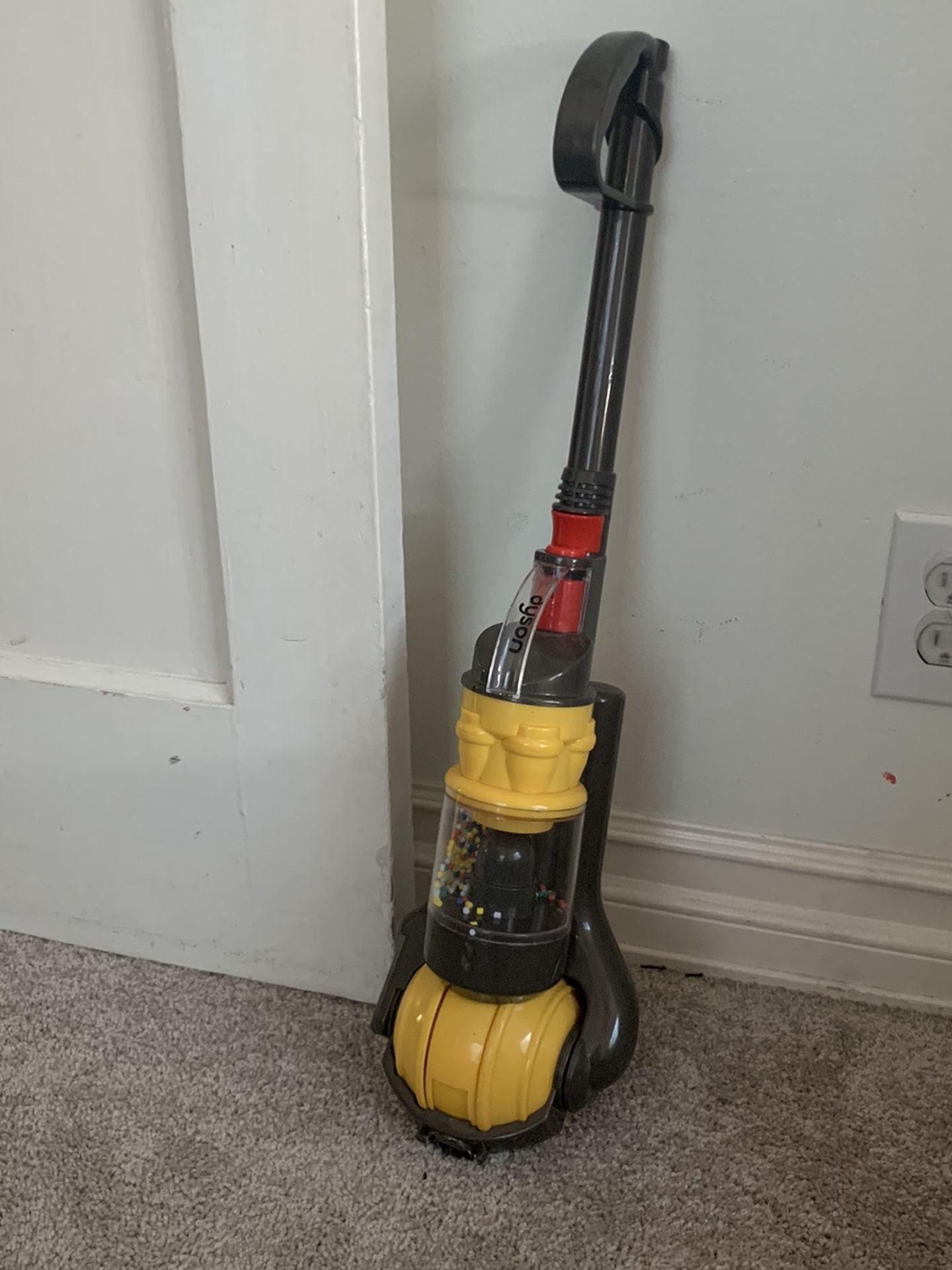 Casdon - Dyson Ball Vacuum TOY VACUUM with working suction and sounds, 2 lbs, Grey/Yellow/Multicolor