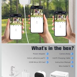 4MP 2.5K Window Security Camera with 24/7 Recording, No Subscription Required, Indoor Camera with Color Night Vision, Motion Detection, 2.4G＆5G WiFi,Q