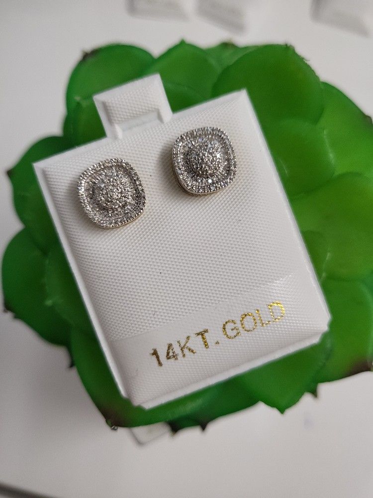 10k Gold Pair Of Diamond Earrings