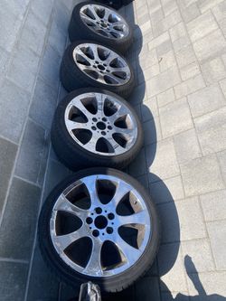 BMW E90 335i 328i Wheels Rims Tires Chrome 225/40/18 255/35/18got A Set