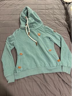 Wanakome teal green cowl neck hoodie size large from the buckle   Like naketano brand