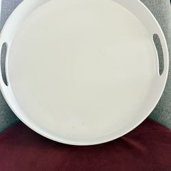 Never Use White Serving Round Tray Large Melamine Platter -15” Diameters x 2”