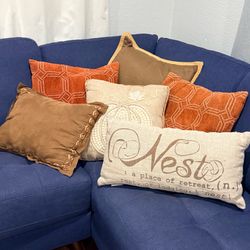 Pottery Barn “Nest” Throw Pillow + 5 Coordinating Fall Decorative Pillows (Set of 6)
