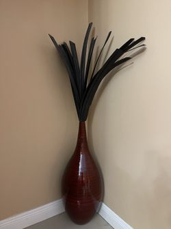 Pier One Vase With Leaves About 5’ Tall