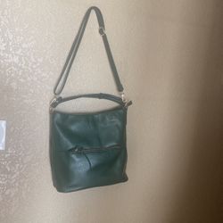 Purse Hobo Forest Green Faux Leather Like New