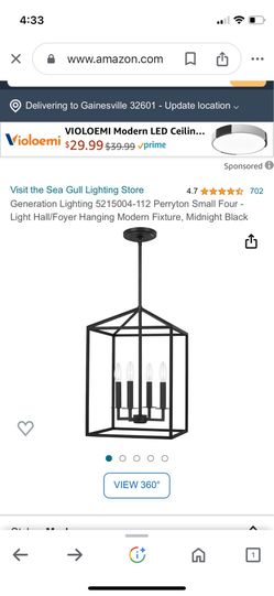 NIB Generation Lighting Perryton 4-Light Foyer Chandelier - Midnight Black