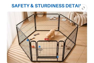 Black Metal Dog Playpen with Gate