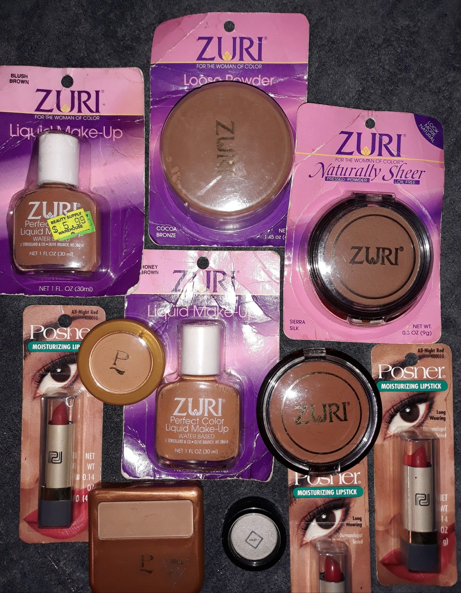 (11pc for$4.50) Cosmetics Lot Zuri & Posner Make Up ( Powders, Foundation, Lip Sticks, Eye Shadow ) *All Unused, Most Come w/ an Outer Packaging*