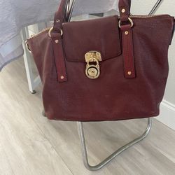 Michael Kors Genuine Leather Burgundy Purse & Wristlet