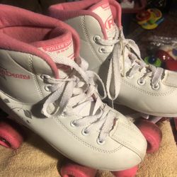 ROLLER Derby White And Pink Roller skates Size 5Y