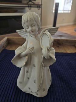 Porcelain Angel Figurine with Gold Accents