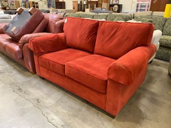 Vibrant Red American Made Roll Arm Loveseat