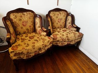 Pair of French Provincial-Style Carved Armchairs