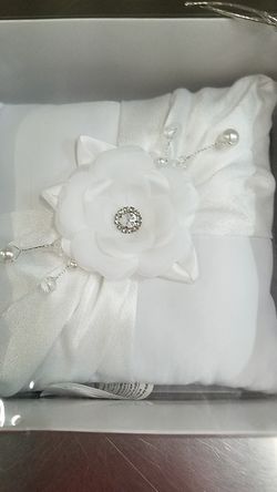 White satin ringbearer pillow