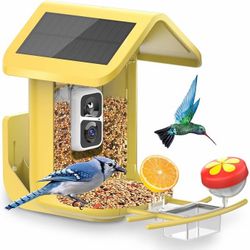 Smart Bird Feeder with Camera Solar Powered, 2K Live Stream for Backyard