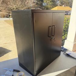 Black Metal Storage Cabinet With Lock
