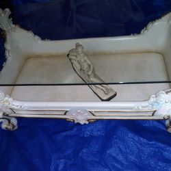 Italian Style Rare Selic Model Wood/Glass Top Table