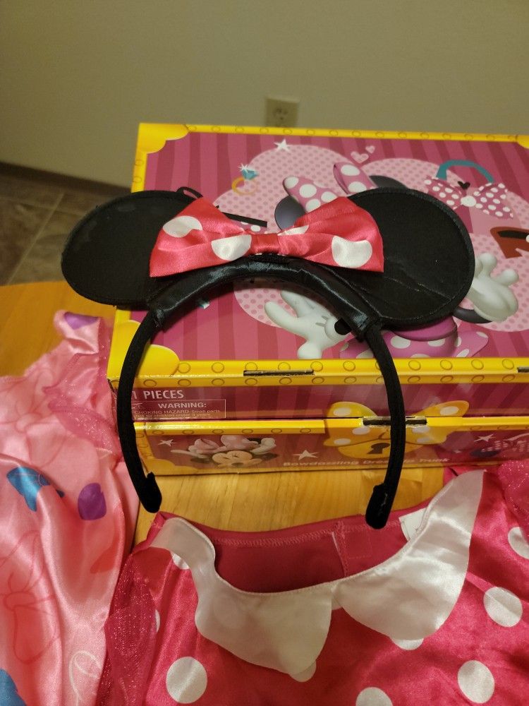 Disney Junior Minnie Mouse Bowdazzling Dress Up Trunk Set Size 4-6x