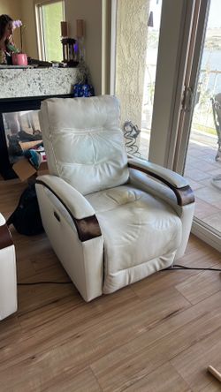 White leather power recliner