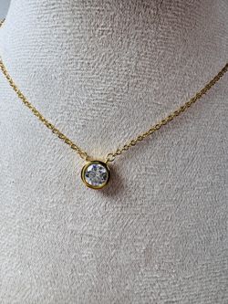 1ct Lab Created Diamond Floating Necklace 18k Gold Cover 925 Sterling Silver 14-18 Inches