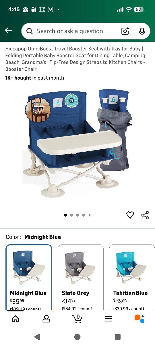 Hiccapop Omni Boost Travel Booster Seat With Tray/Portable High Chair