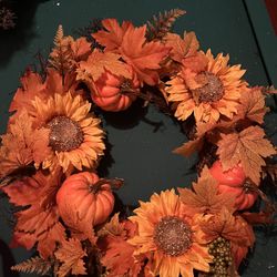 24 Inch fall Sunflower Pumpkin Wreath 