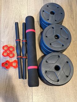 Adjustable dumbbell and barbell set