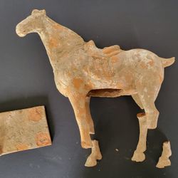 Antique Chinese Tang Dynasty Terracotta Horse Mingqi Statue 10" Damaged Project