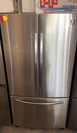 Samsung French Door Fridge – Stainless, Bottom Freezer, 60‑Day Warranty