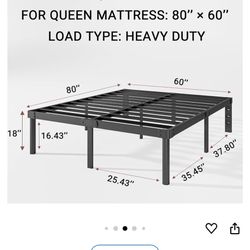 18” High Platform Metal Bed frame. 