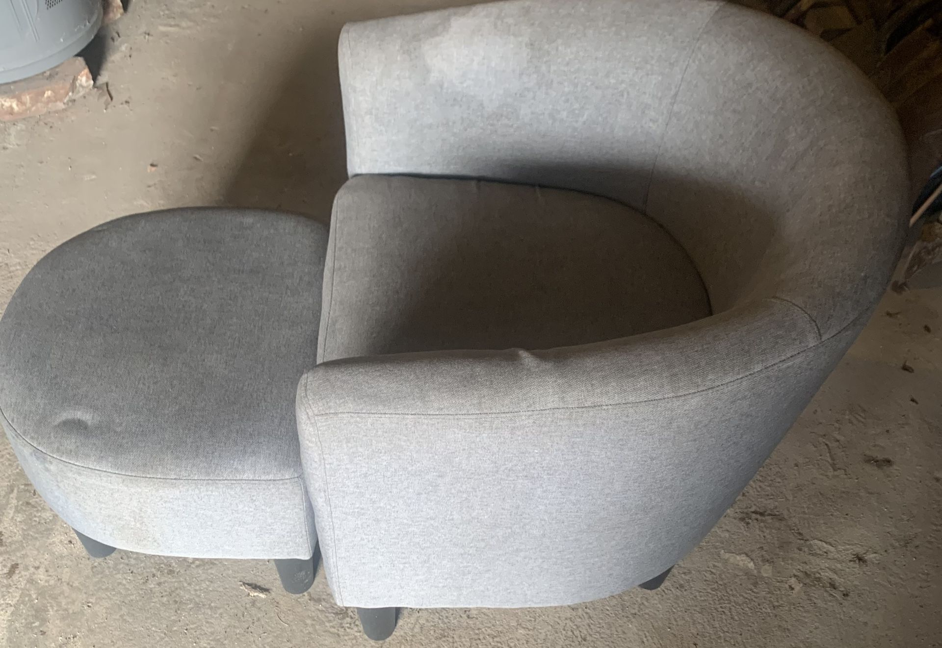 Half Moon Cushion Semester Chair With Leg Ottoman
