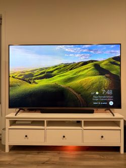 80” LG TV w stand sound bar and subwoofer set