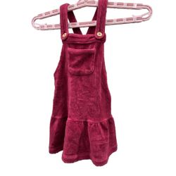 Tahari Girl Top Bib Overall Corduroy Pink Dress Size 2T Holiday