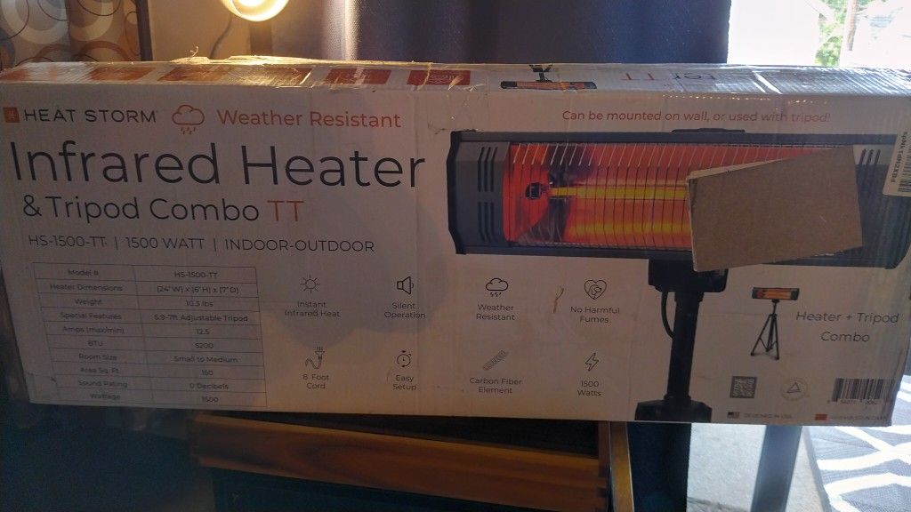 Heat Storm HS-1500-TT Infrared, 7 ft Cord, Tripod + Heater


