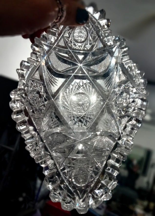 Vintage Genuine Crystal  Cut Dish  ( Pre 1863 J. HOARE  ABEG . ) 